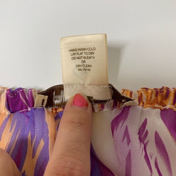 ARDEN B Orange Purple Leopard Print Off the Shoulder Short Sleeve Blouse Medium - Picture 4 of 8